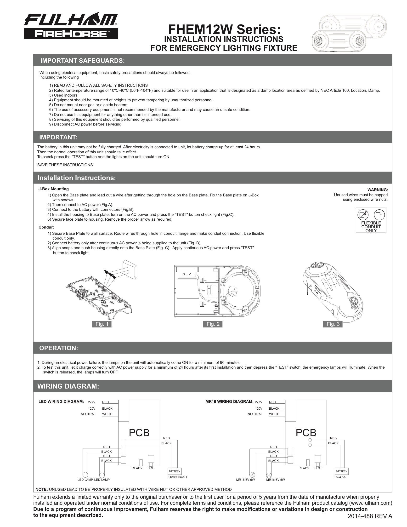 Fulham Emergency Light, FHEM12W, White