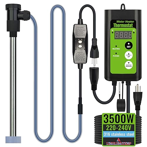 Calentador de agua de inmersión de 240 V 3500 W totalmente sumergible, bañera de hidromasaje eléctrica y piscina con control de temperatura y GFCI
