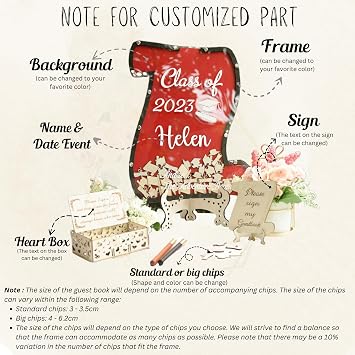 Graduation Guest Book Alternative Wooden Drop Box Frame Diploma Scroll 2026 | Personalized Class of 2026 signature board, commencement party decor keepsake; guests sign wooden hearts to drop in frame