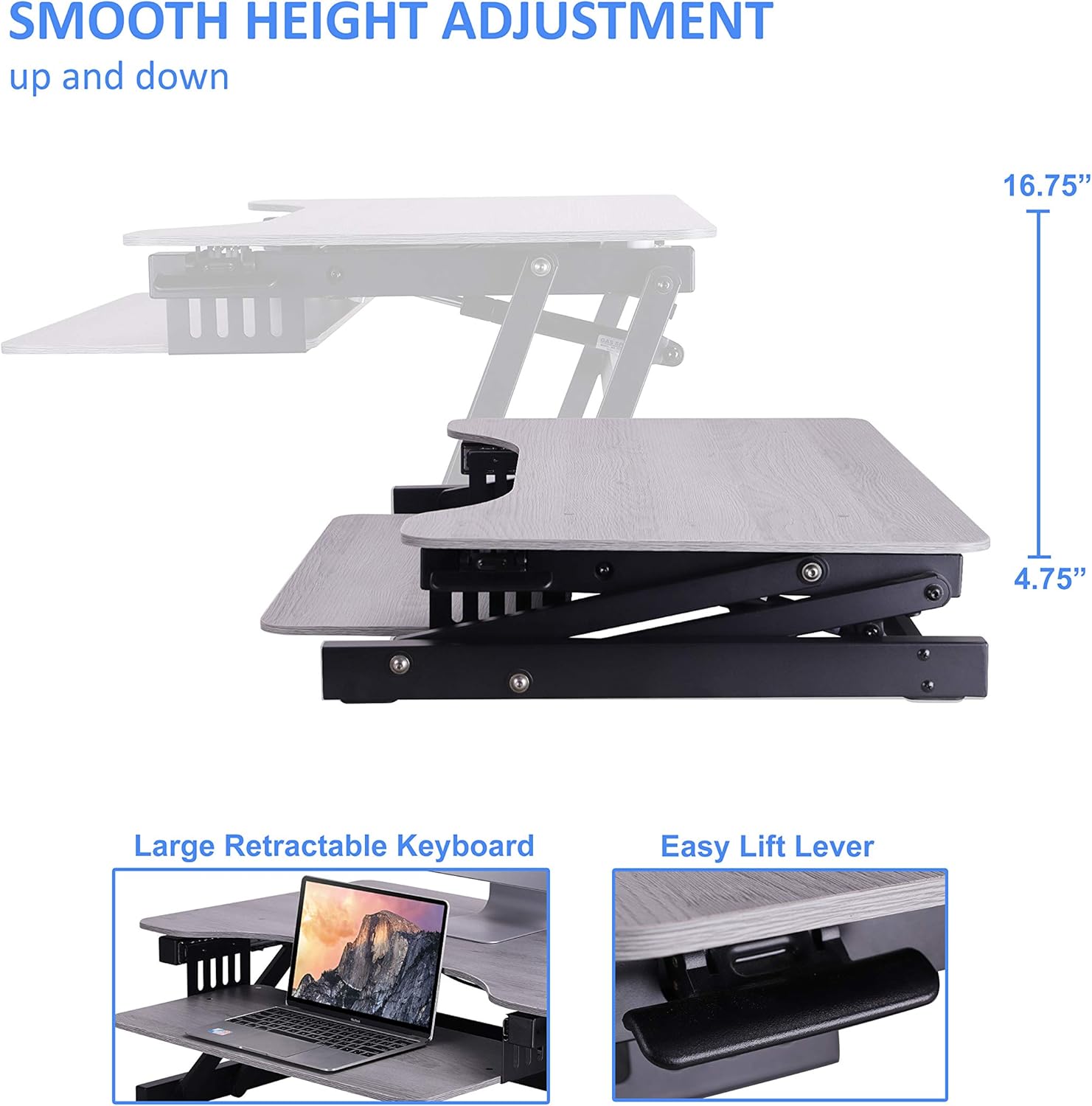 Onе-Dау Sаlе: Uр tо 40% оƒƒ Rocelco 32 Height Adjustable Standing Desk Converter - Quick Sit Stand Up Dual Monitor Riser - Gas Spring Assist Tabletop Computer Workstation - Large Retractable Keyboard Tray - Grey (R ADRG) Crаzу Clеаrаnсе Rocelco 32 Height Adjustable Standing Desk Converter - Quick Sit Stand Up Dual Monitor Riser - Gas Spring Assist Tabletop Computer Workstation - Large Retractable Keyboard Tray - Grey (R ADRG)