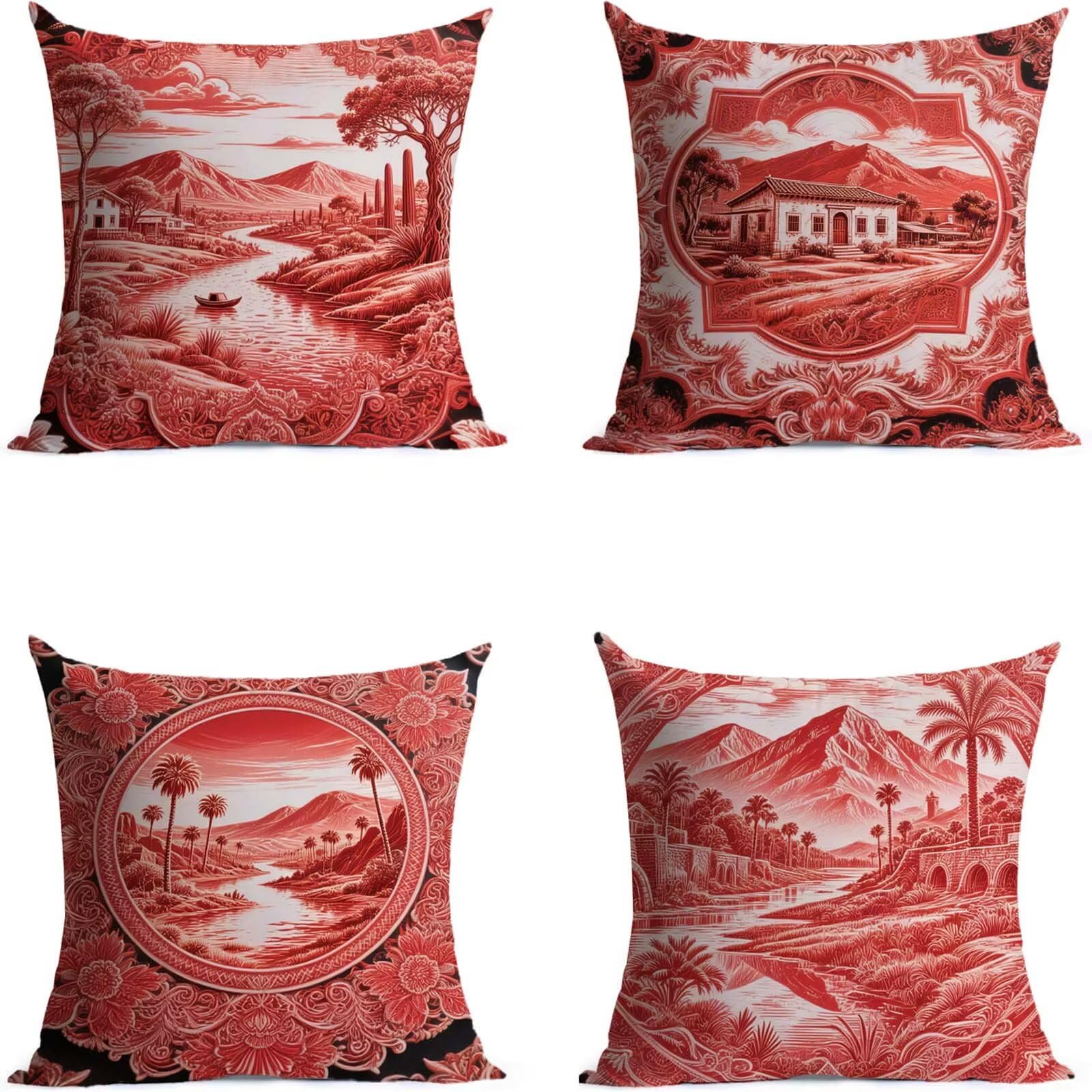 Landscape Outdoor Kissenbezug 60x60cm Wasserdicht Kopfkissenbezug THDZ0226 | Sofa Bett Dekokissen Bezug Pink Doppelseitiger Druck Unsichtbarer Reißverschluss for Home Decoration Geschenke für Frauen
