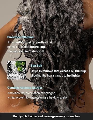 Miniatura 3 de TOUN28 Barra de champú refrescante vegana orgánica natural anticaspa con centella asiática, sal marina y mentol para cuero cabelludo graso y cabello