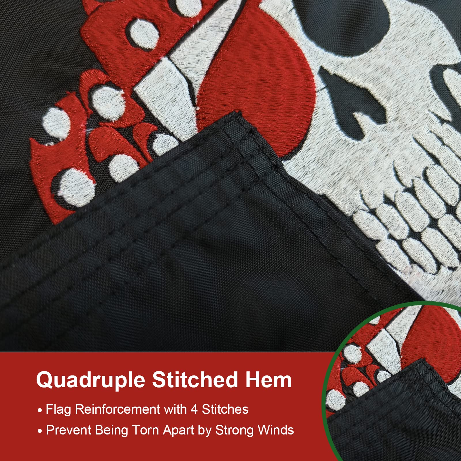 Red Pirate Bandanna Flag - 12x18 Inch Jolly Roger Skull Banner With Brass Grommets, Heavy Duty Nylon For Boats & Outdoors - View #13