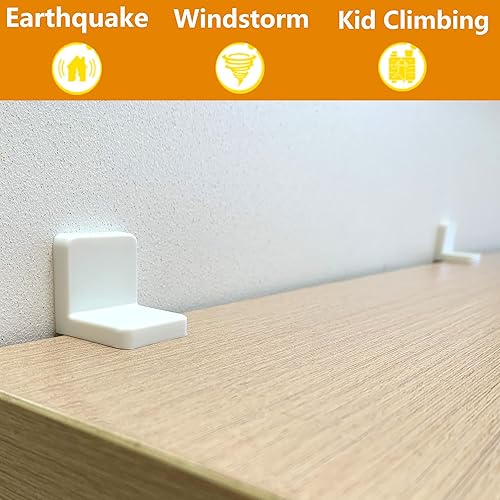 Vista 4 de Anclajes para muebles, paquete de 4, estéticos e invisibles una vez instalados, seguro 600 libras estantería cómoda a la pared, anclaje de seguridad
