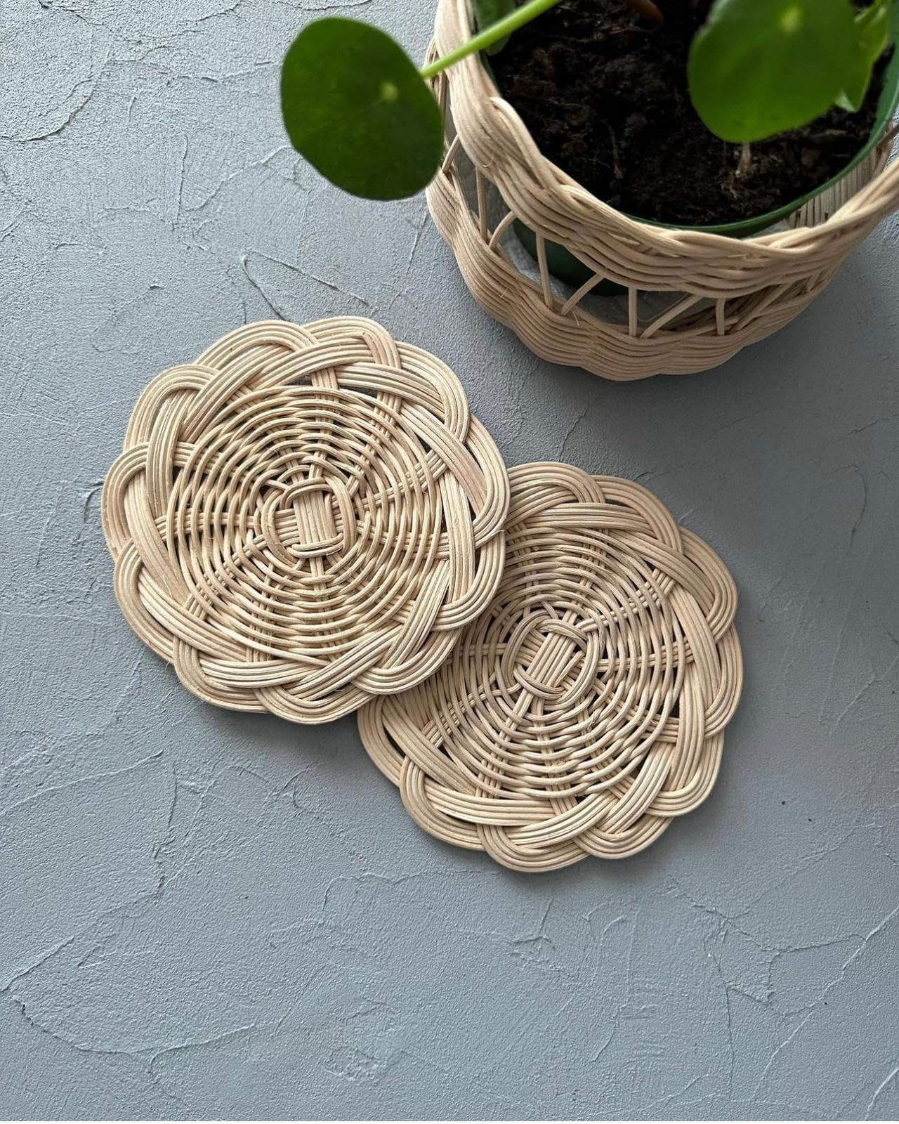 rattan yuvarlak bardak altlığı (1, natural)