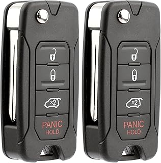 KeylessOption Keyless Entry Remote Control Car Flip Key Blade Fob Uncut Blank Chip Transponder Replacement (Pack of 2)