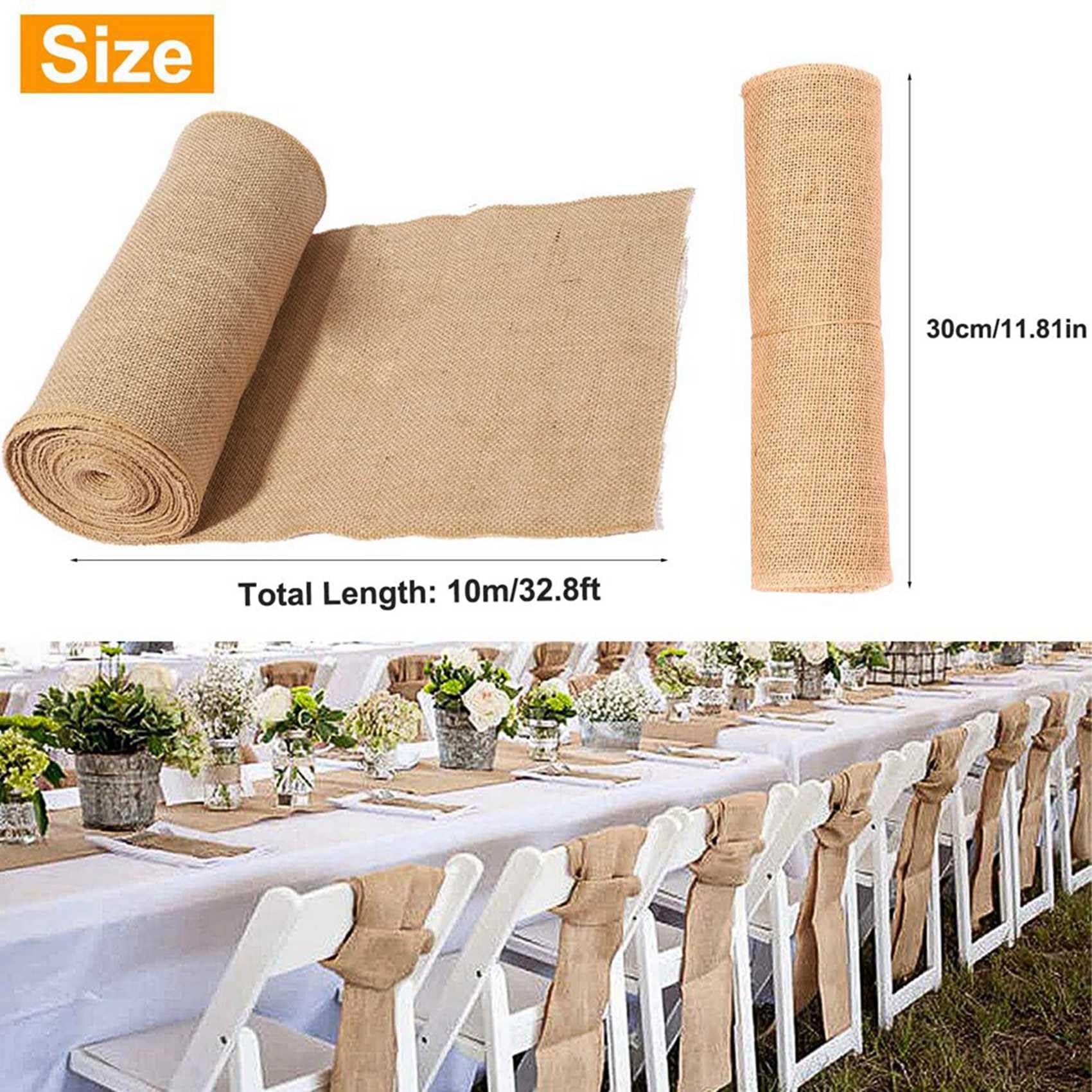 4 x bieżnik na stół 10 m x 30 cm jutowy bieżnik lniany materiał jutowy, bieżnik na stół dekoracja stołu
