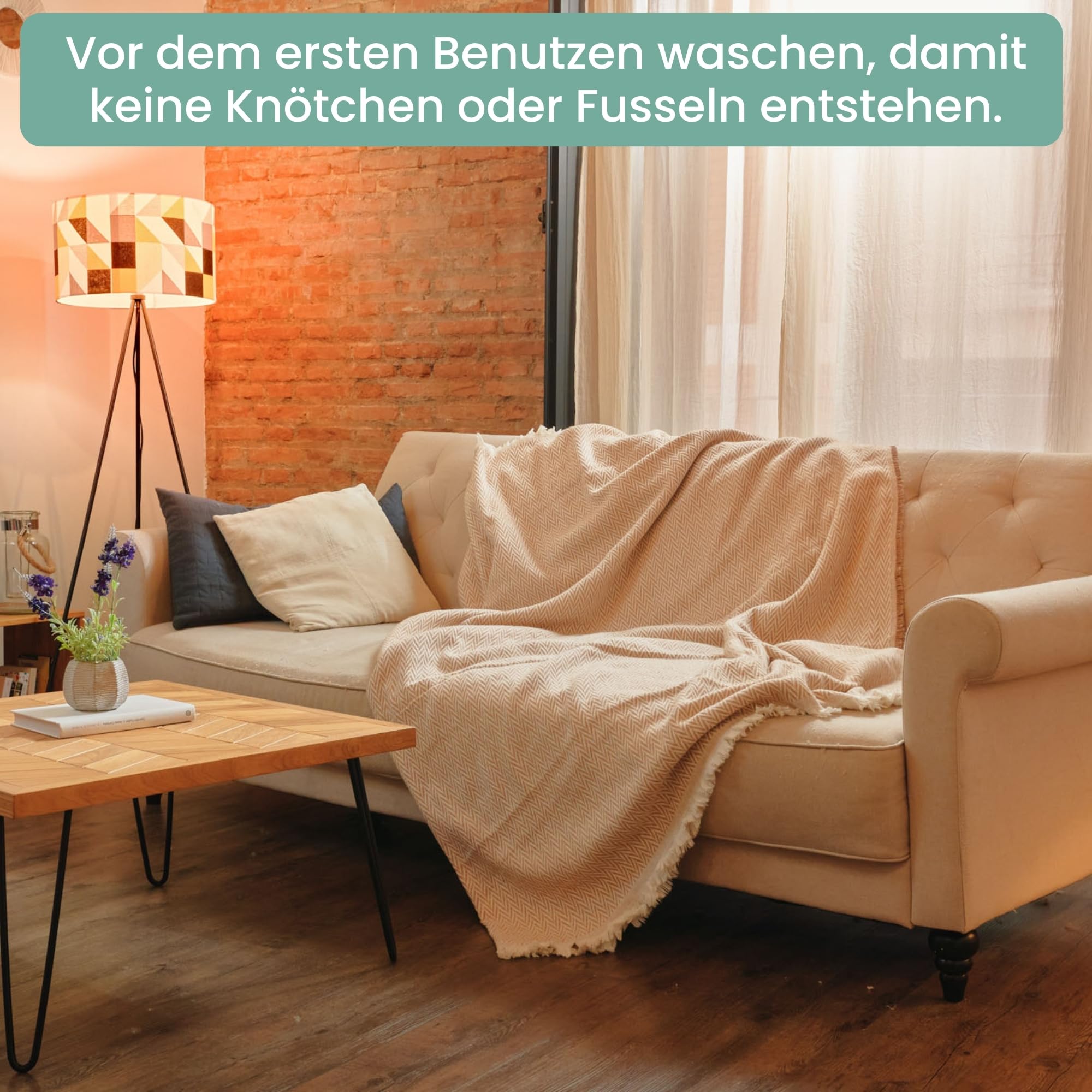 Tagesdecke Sofadecke - Warme Decke für Bett oder Sofa | Hochwertige und kuschelige Baumwolldecke, weich, warm und atmungsaktiv für das ganze Jahr | Ideal für Wohnzimmer (Beige, 130x180 cm)