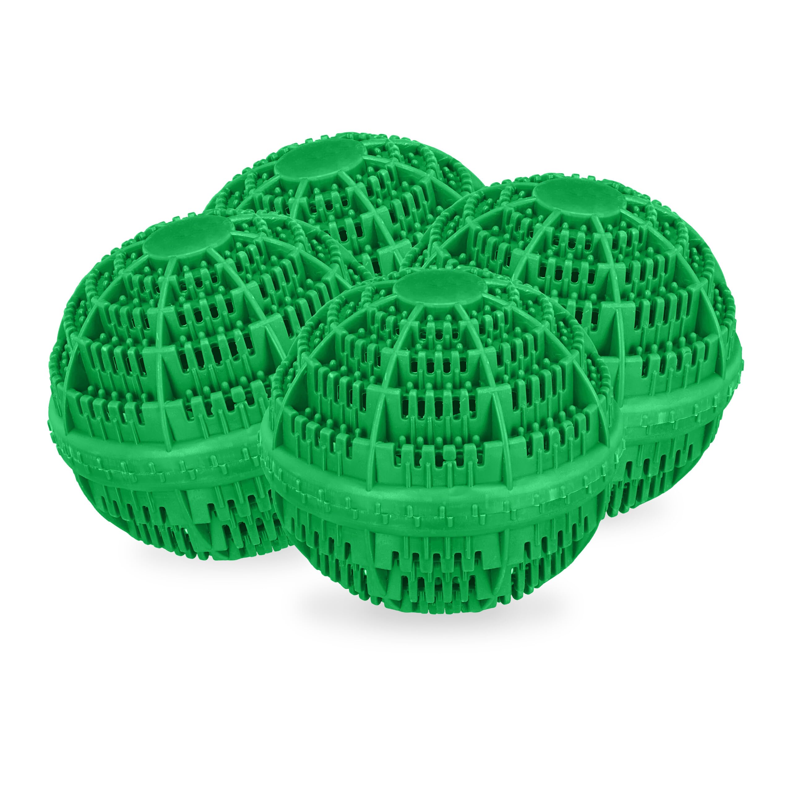 Relaxdays Laundry Ball, Set of 4, for Washing Machine, Washing without Detergent, Eco-friendly, Washing Ball, Green