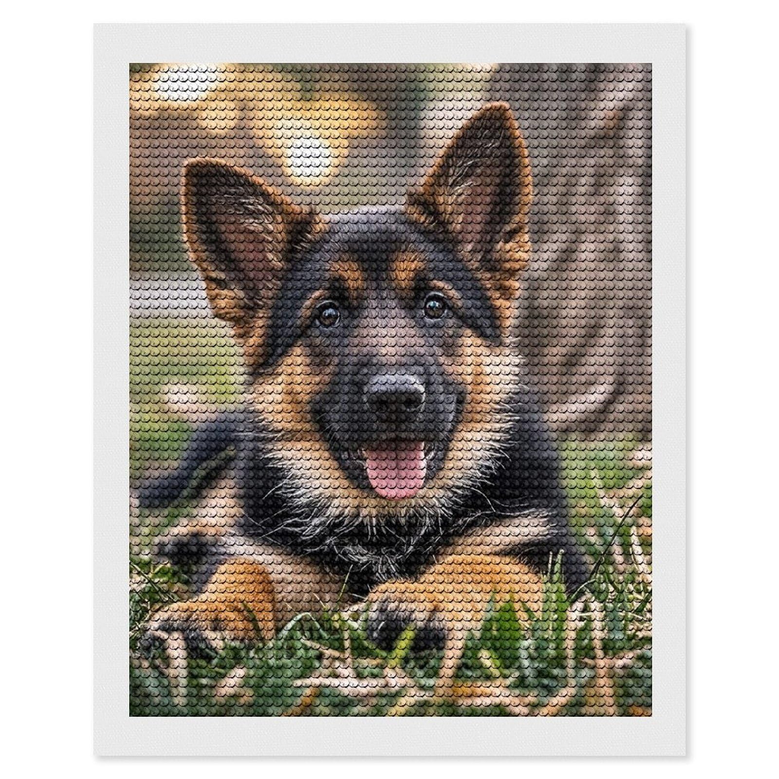 FekiLoot German Shepherd Puppy Diamond Art Kits for Adults, 5D Aurora Diamond Painting Kits for Beginners DIY Full Drill Dots Gem Art Paint Crafts for Home Wall Decor 16"x20"