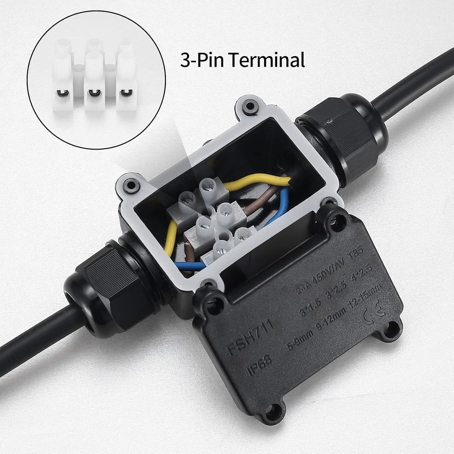 IP68 wasserdichte Abzweigdose 2-fach mit M20 Kabelverschraubung 2er Set