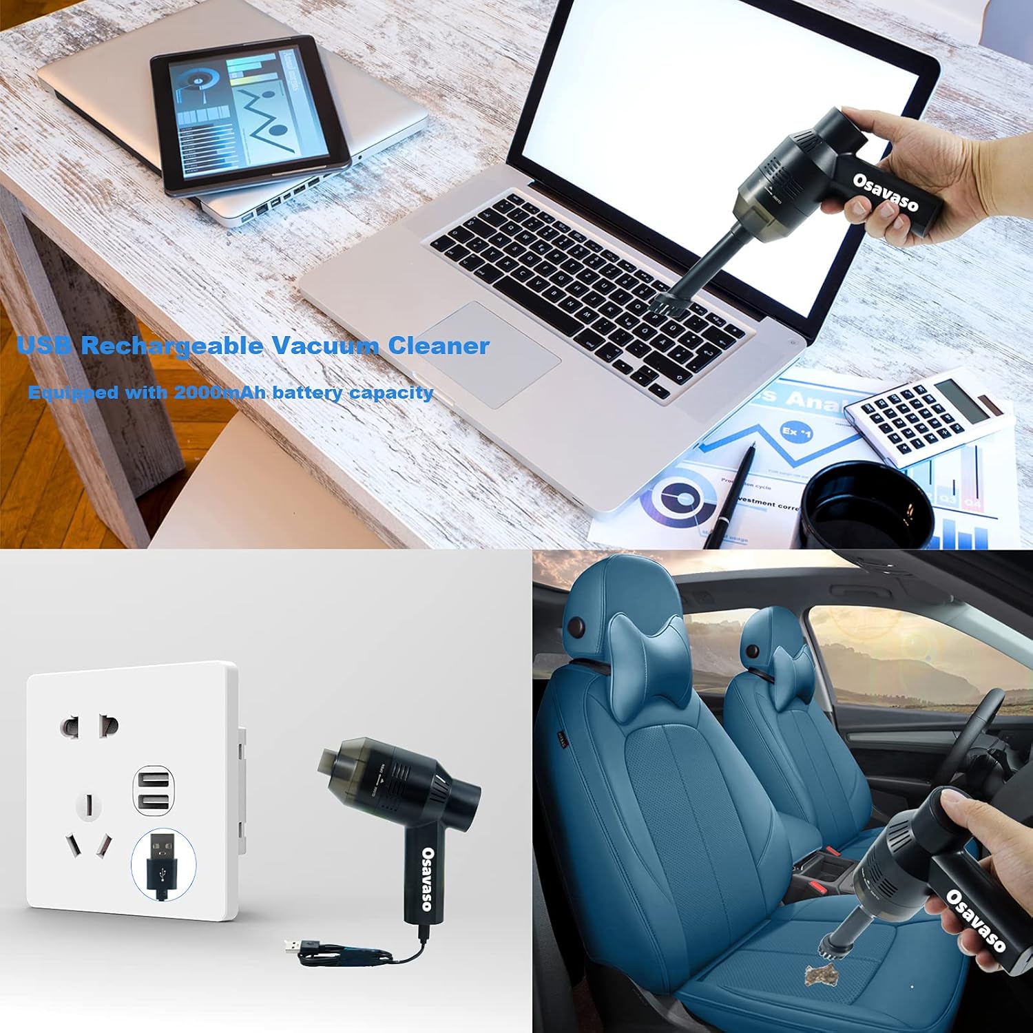 Osawaso Keyboard Cleaner, Cordless Rechargeable Keyboard Vacuum with Wet & Dry Use Mini Portable Computer Vacuum Cleaners for Laptop, Car, Home, Office, Pet House, Cleaning Dust : Electronics