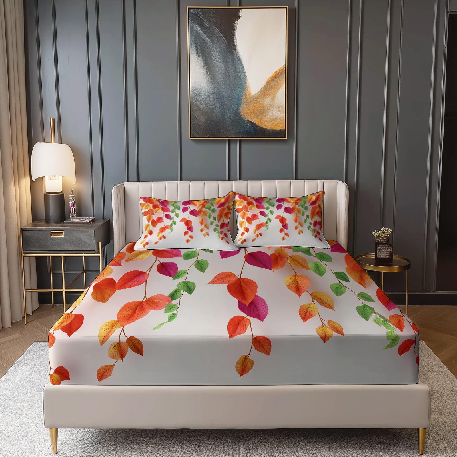 Drap-housse art vignes colorées en microfibre pour sublimer votre chambre à coucher