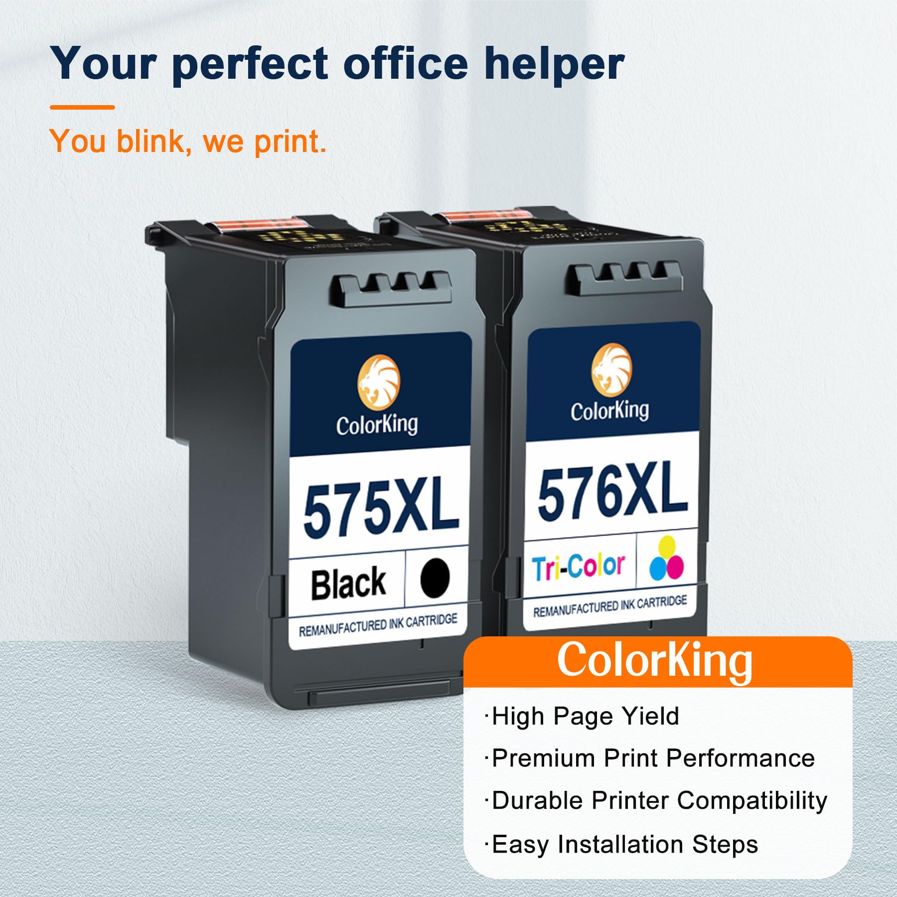 ColorKing PG-575XL CL-576XL Cartucce d'inchiostro per Canon 575 576 XL Multipack Compatibili per Canon per Pixma TS3550i TS3551i TR4750i TR4751i (1 Nero, 1 Tri-colore)