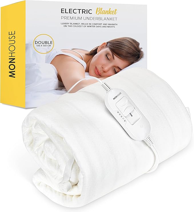 MONHOUSE Premium Soft Fleece Electric Blanket Heated Under Blanket