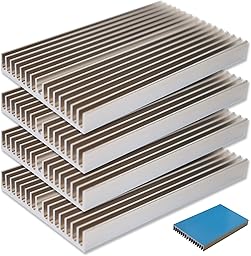 Happy mono ヒートシンク 大型 放熱板 放熱シート 冷却 フィン アルミニウム 高効率 アルミ 放熱プレート 100×60×10mm アルマイト処理 陽極酸化処理 (シルバー 導熱接着シート付き)