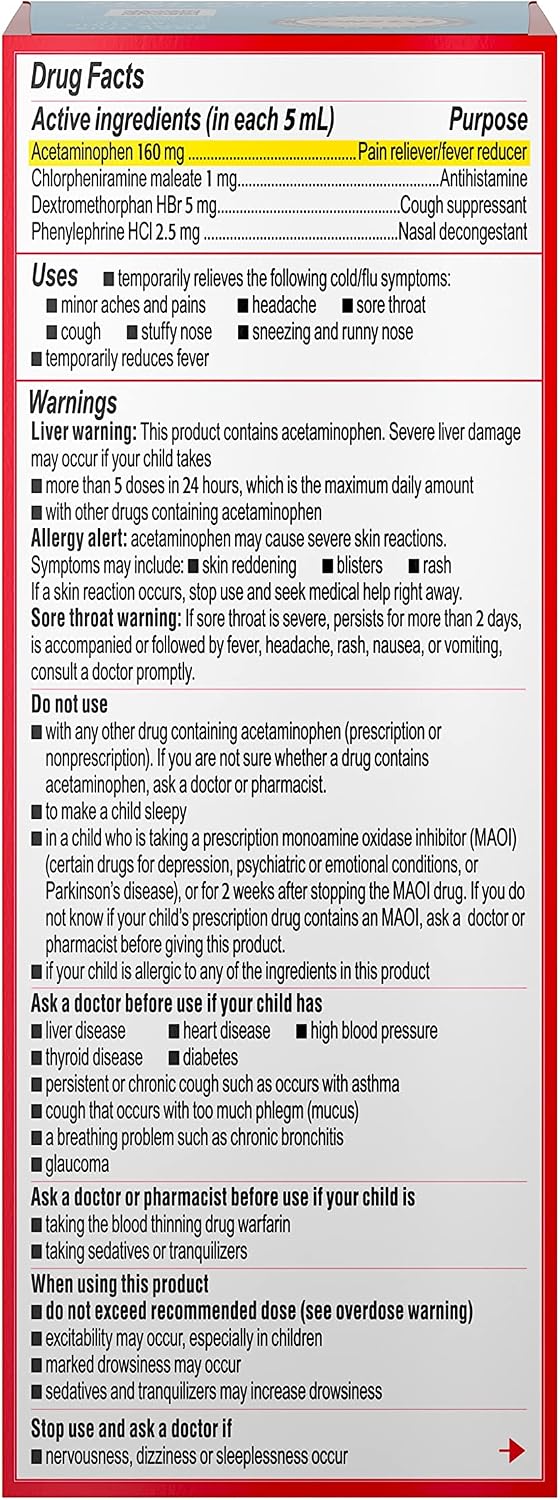 Tylenol Children's Cold + Flu Oral Suspension, Grape, 4 Fl. Oz