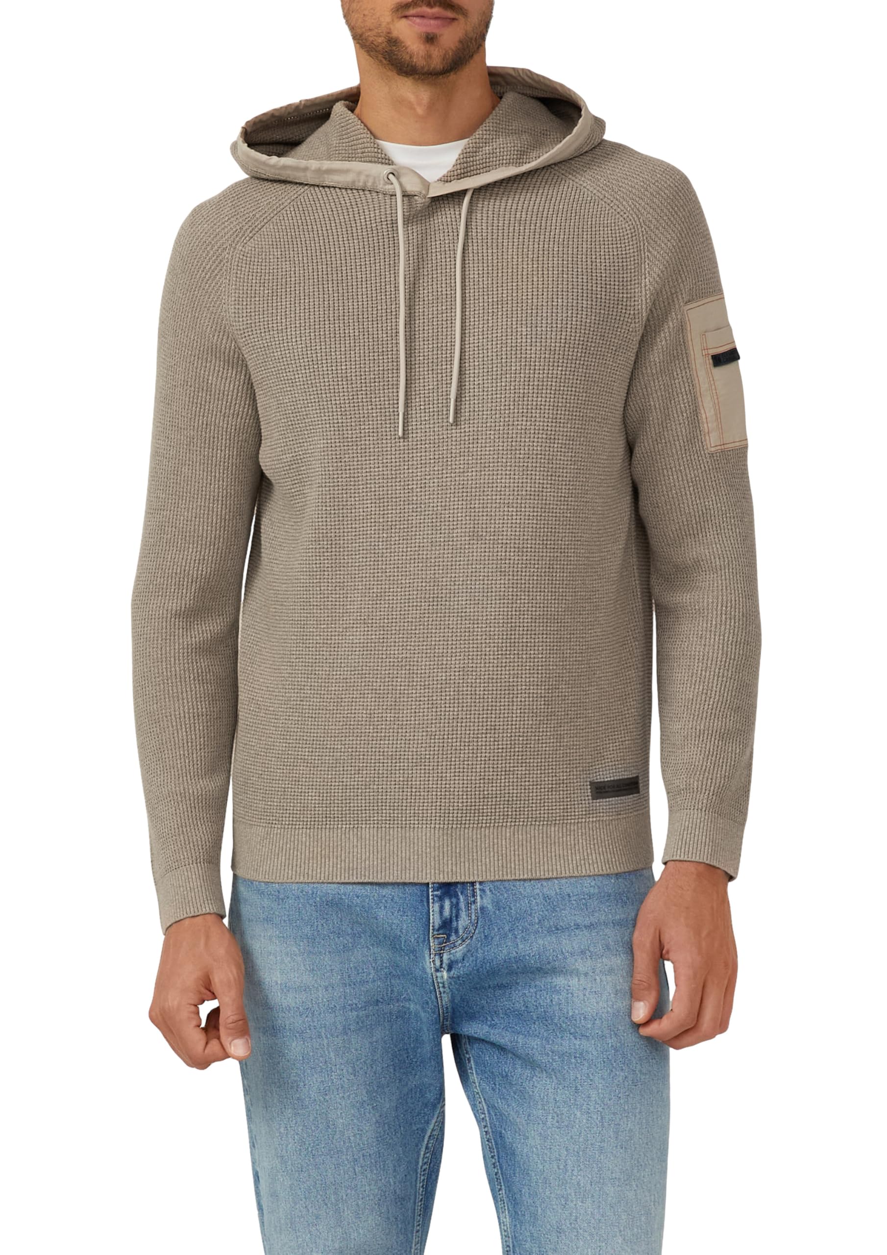s.Oliver Struktur-Hoodie im Materialmix mit Ärmeltasche