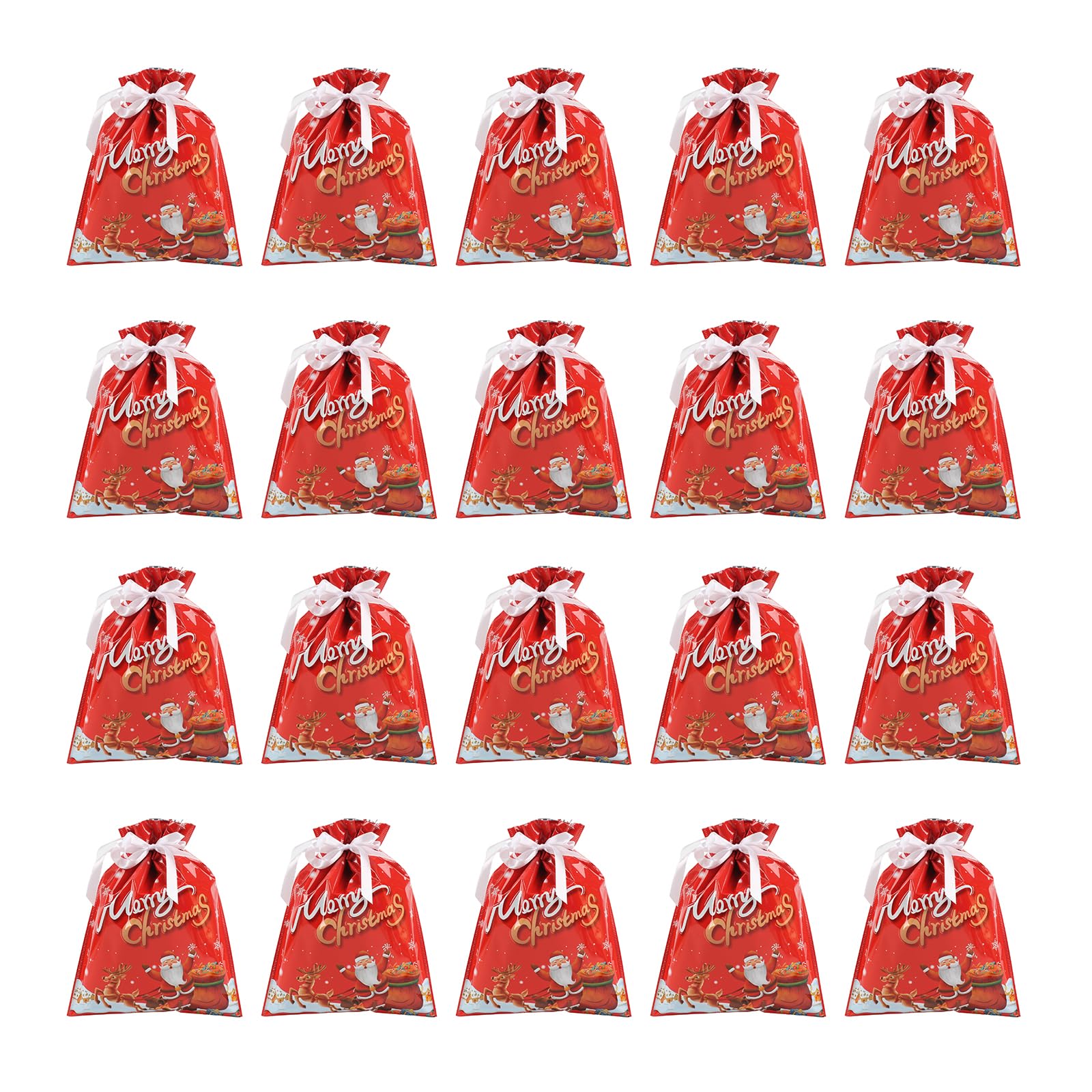 KAQNTUD Christmas Party Bags Plastic Drawstring Closure Design Reusable Packaging Solution Reusable Christmas Party Bags