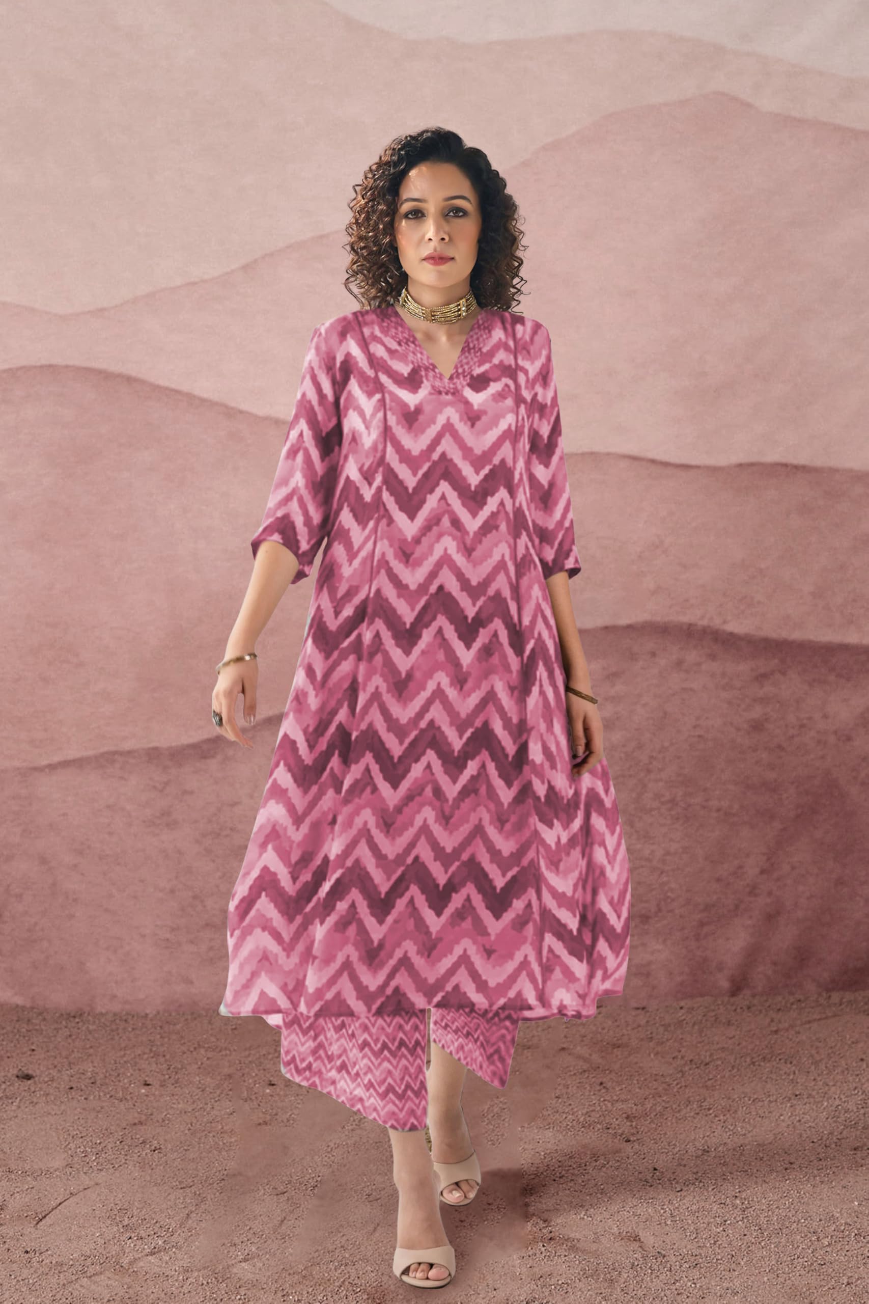 Toochki Women's Rayon Regular A Line Co Ord Set (Tkcbl-Ry-336-Pk-Cd/Xl_Pink