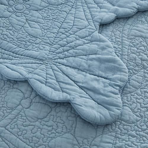 Miniatura 5 de Brandream Juego de edredones blancos tamaño King de algodón festoneado Matelasse juego de edredón de 6 piezas