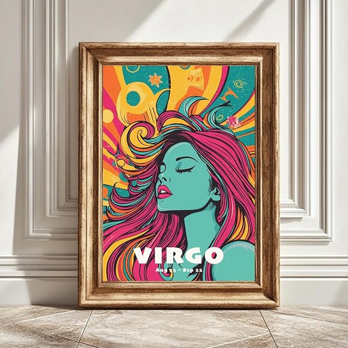 Bivetuk Virgo Astrology Print Funky Zodiac Wall Art Home Decor Horoscope Gift For Him Her Instant