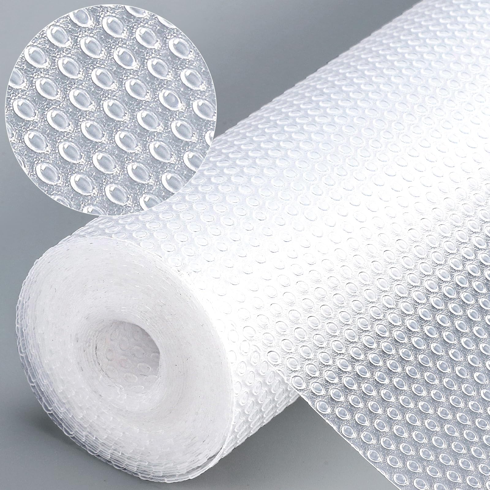 Dntorx Schubladenmatte Nicht Klebend 60 x 600 cm, Antirutschmatte Schubladen mit 70 Stück Doppelseitige Klebepunkte EVA Wasserdichte Schrankpapier für Regale Küche Schubladen Kühlschrank (Transparent)