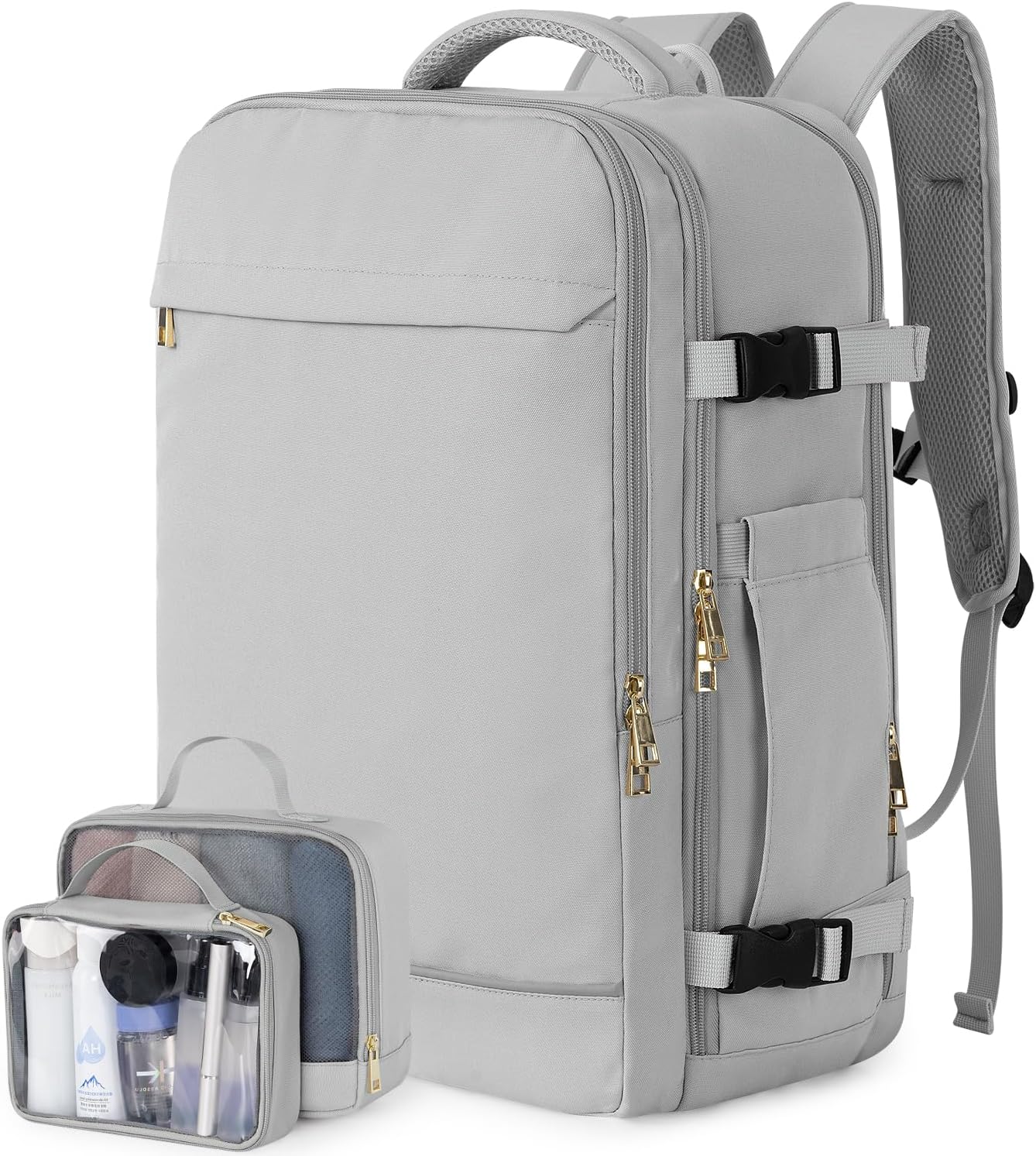 Sinaliy Travel Backpack, 17 inch Laptop Backpack Carry on Flight Approved | Waterproof Personal Item Travel Bag, Casual Daypack with Anti Theft Pocket for College, Business, Weekend, Work, Grey