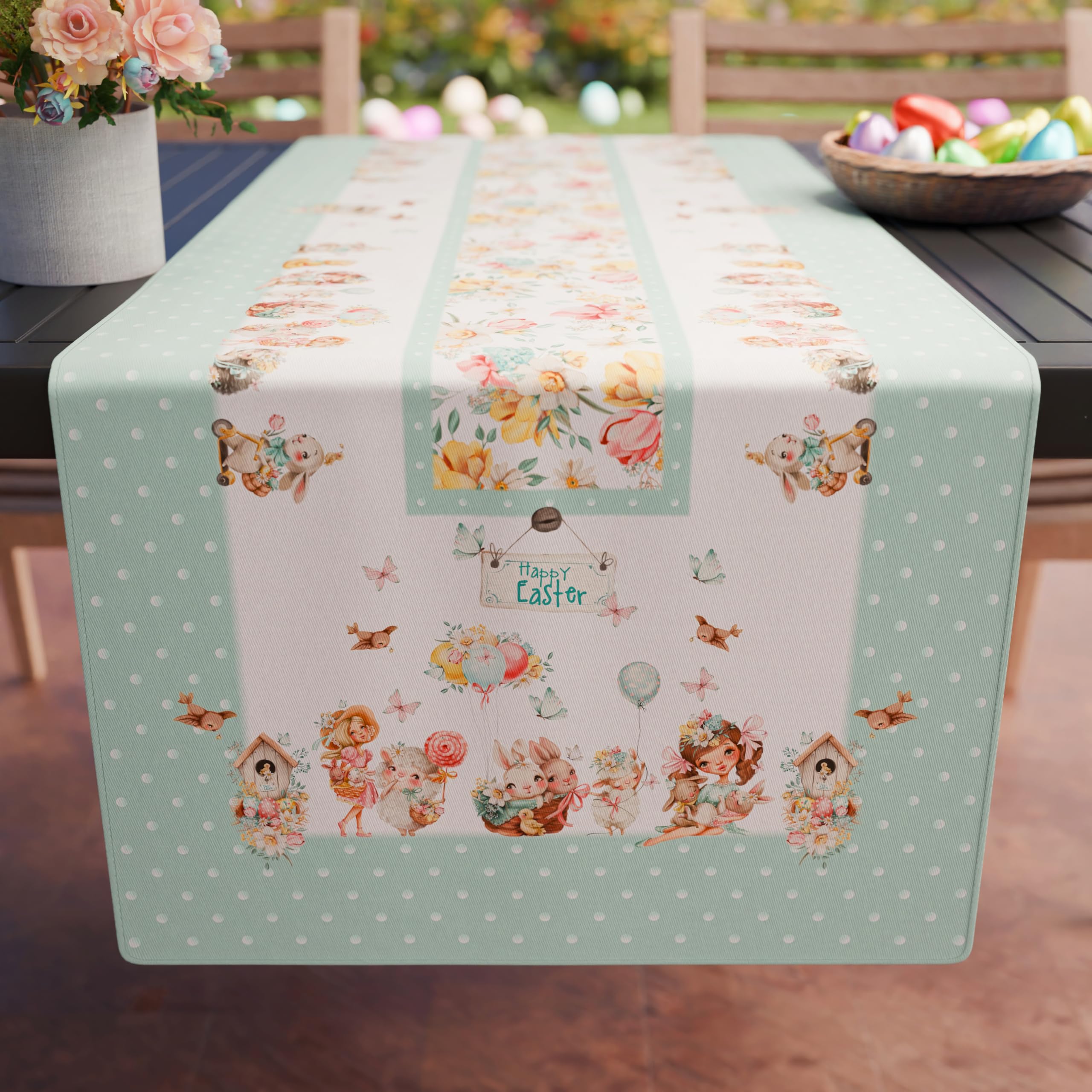 PETTI Artigiani Italiani - Easter Table Runner, Kitchen Table Runner in Digital Print, 100% Made in Italy