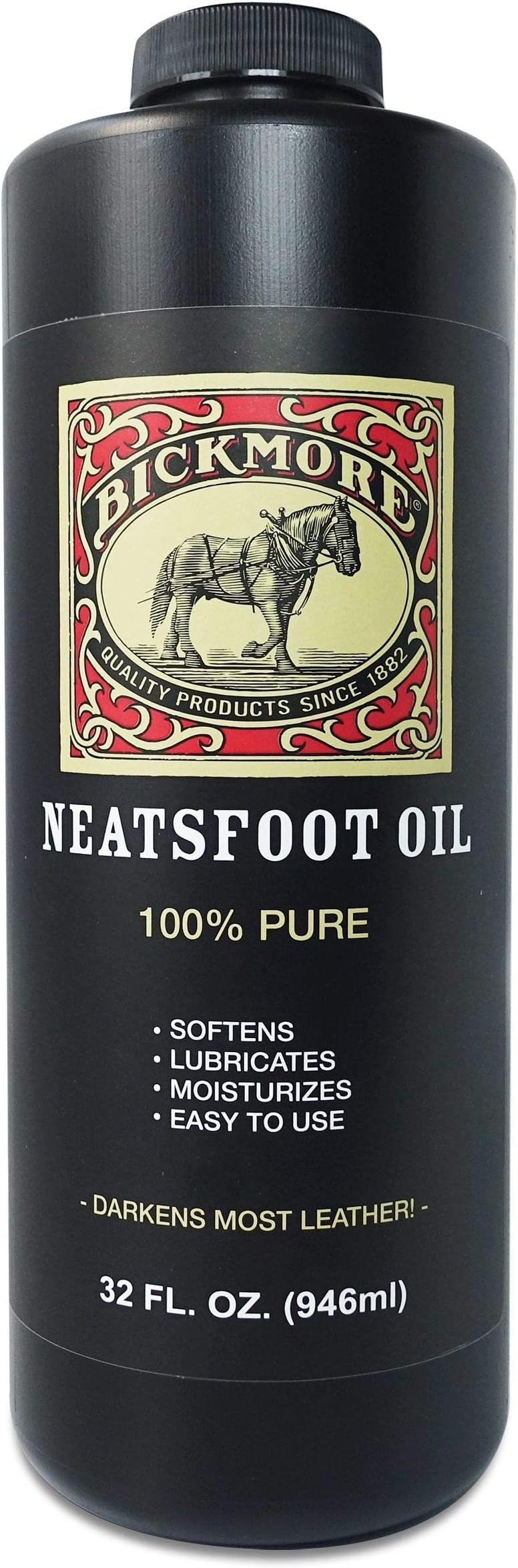 Bickmore Pure Neatsfoot Oil 32 oz - Leather Conditioner and Wood Finish Works Great on Boots, Shoes, Baseball Gloves, Saddles, Harnesses & Other Horse Tack