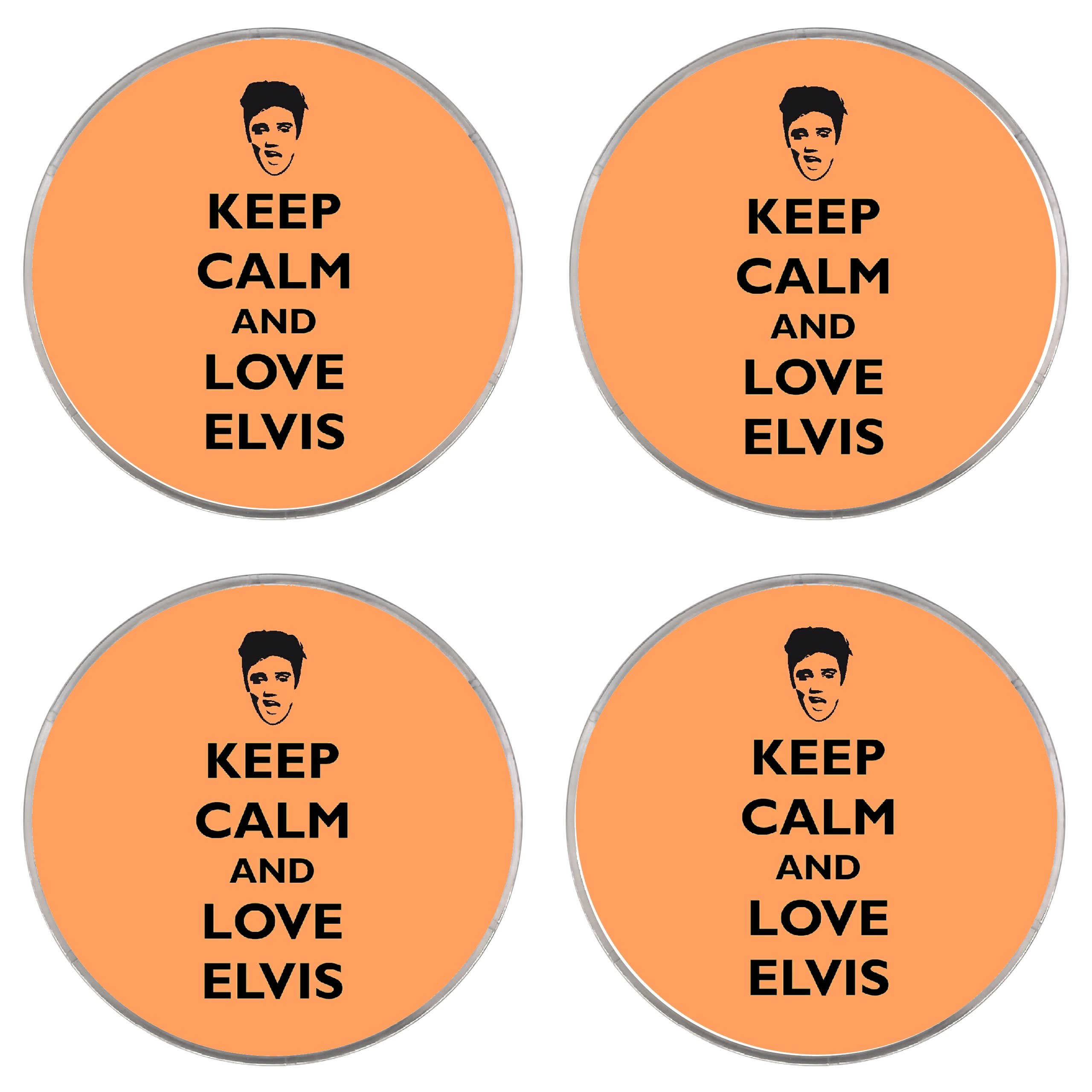 Keep Calm and Love Elvis - 80mm Coasters (4 Pack) - Gift/Present - For Mugs/Glasses/Cups