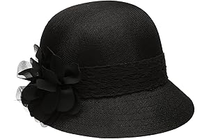 Women's Gatsby Linen Cloche Hat with Lace Band and Flower