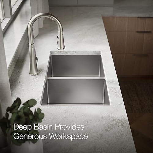 Miniatura 7 de KOHLER K-5281-NA Strive - Fregadero de cocina doble igual de montaje inferior, 32 x 18-14 x 9-516 pulgadas, acero inoxidable, paquete de 1