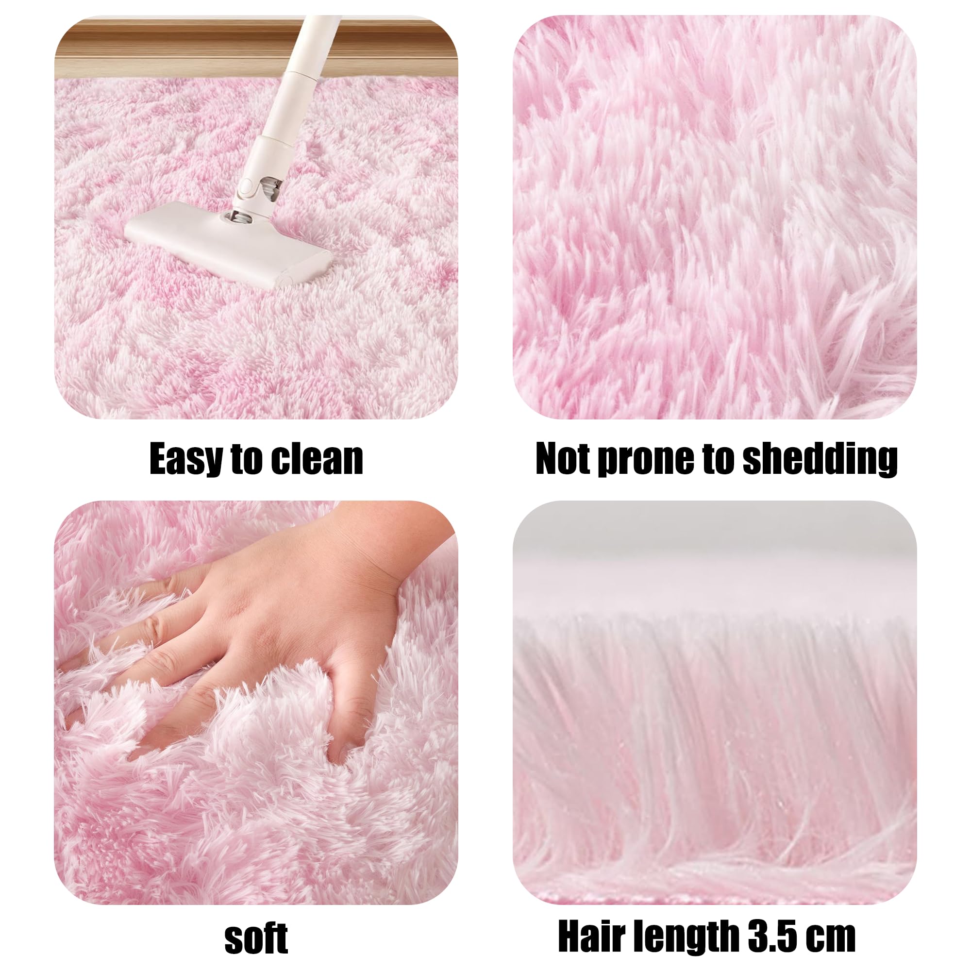 Grand Tapis Salon 160 x 270 cm Intérieur Moelleux Épais Tapis Moelleux et Antidérapant, Moderne, Chambre Bébé Pépinière Dortoir, Rose Clair