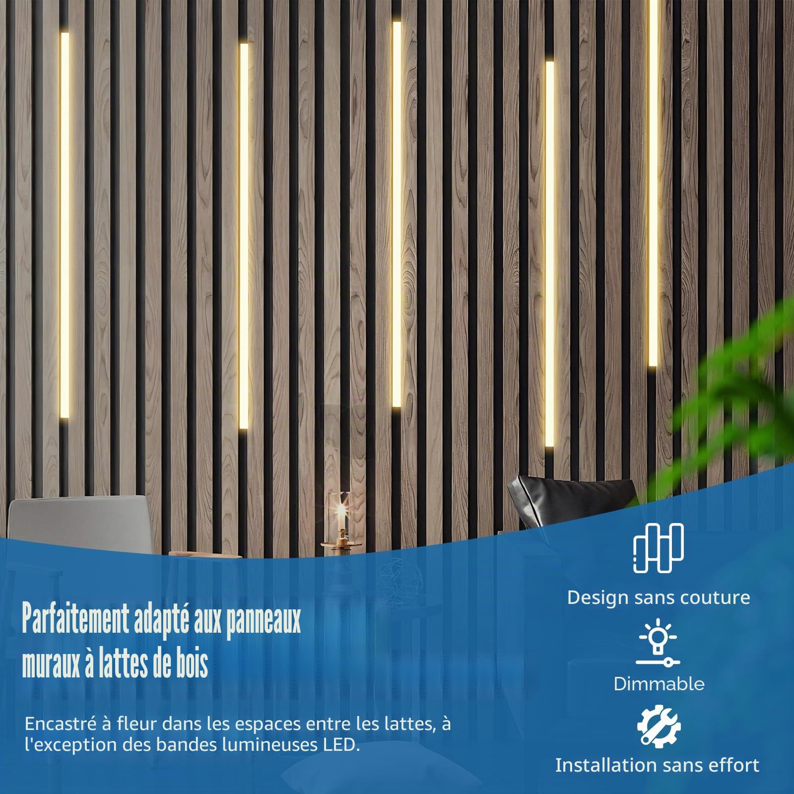Profilé LED en aluminium - 6 × 1 m - En forme de U - 12 x 10 mm - Pour panneaux acoustiques - Avec clips de montage - Noir - Diffuseur - Étanche - Pour lumière néon homogène (noir, 6 × 1 m)