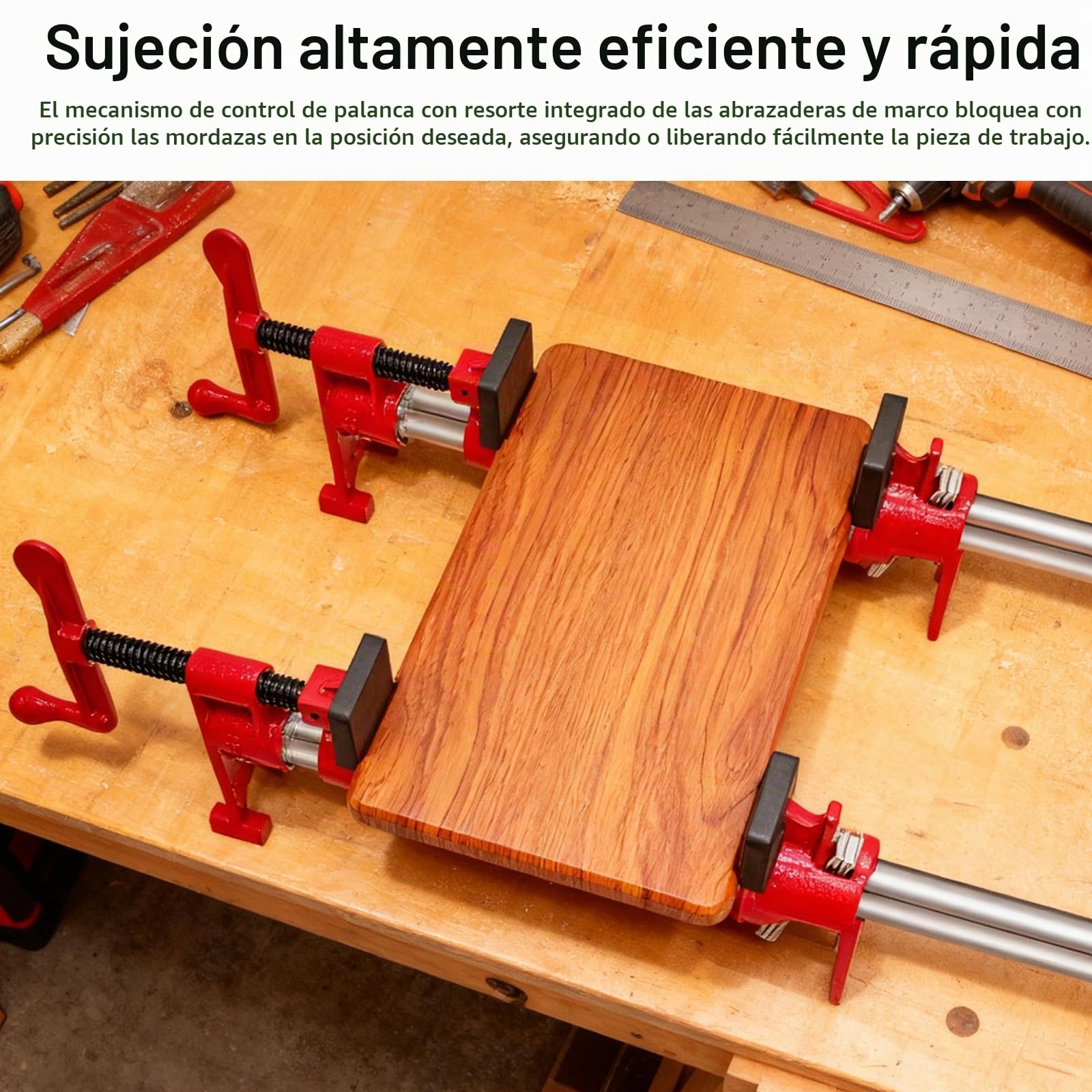 Juego De 6 Abrazaderas Para Tubos De 3/4", 4 Abrazaderas De Liberación Rápida Con 2 Tubos De Acero De 60 cm Juego De Abrazaderas Para Madera Abrazaderas Para Mangueras Para Carpintería