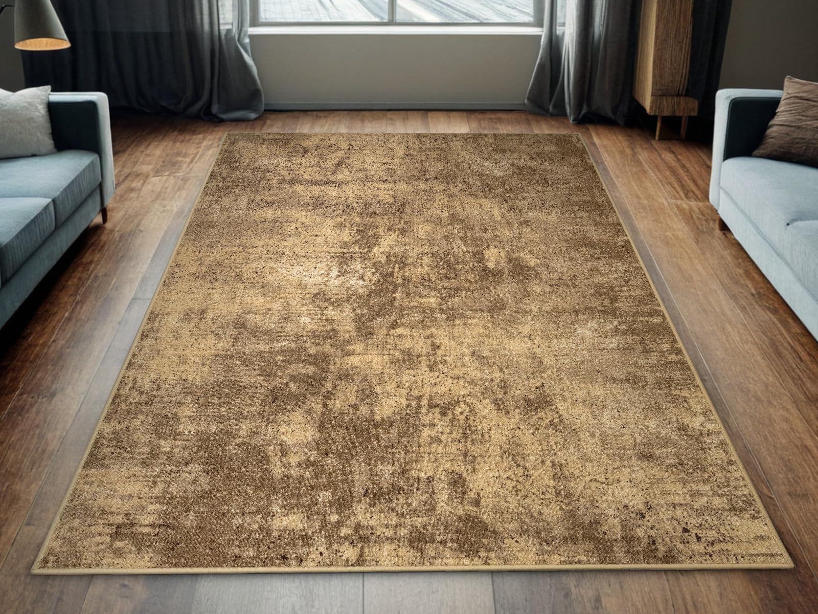 Marl New Teppich 100x150 cm Beige Braun – Moderner Schlingenteppich, Kurzflor Teppich, Abstrakt Teppich Klein, Esszimmer Teppich, Fußbodenheizung geeignet, Pflegeleicht