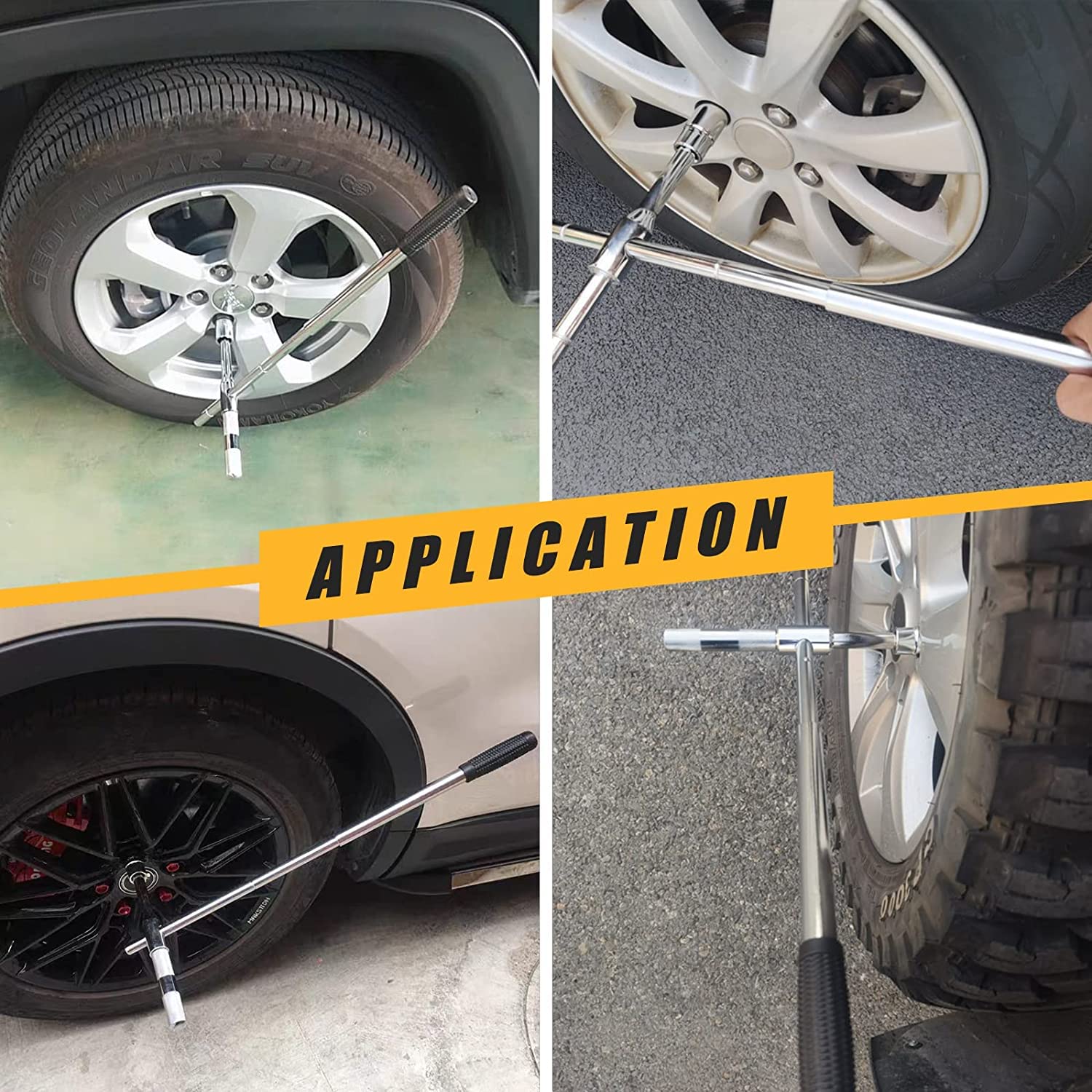 Llave Para Desmontar Neumaticos De Coche De 4 VíAs, Antideslizante, Duradero, Retractile, Herramientas De Emergencia Para Desglose De NeumáTicos De Repuesto Para AutomóViles, Furgonetas, Camiones Etc