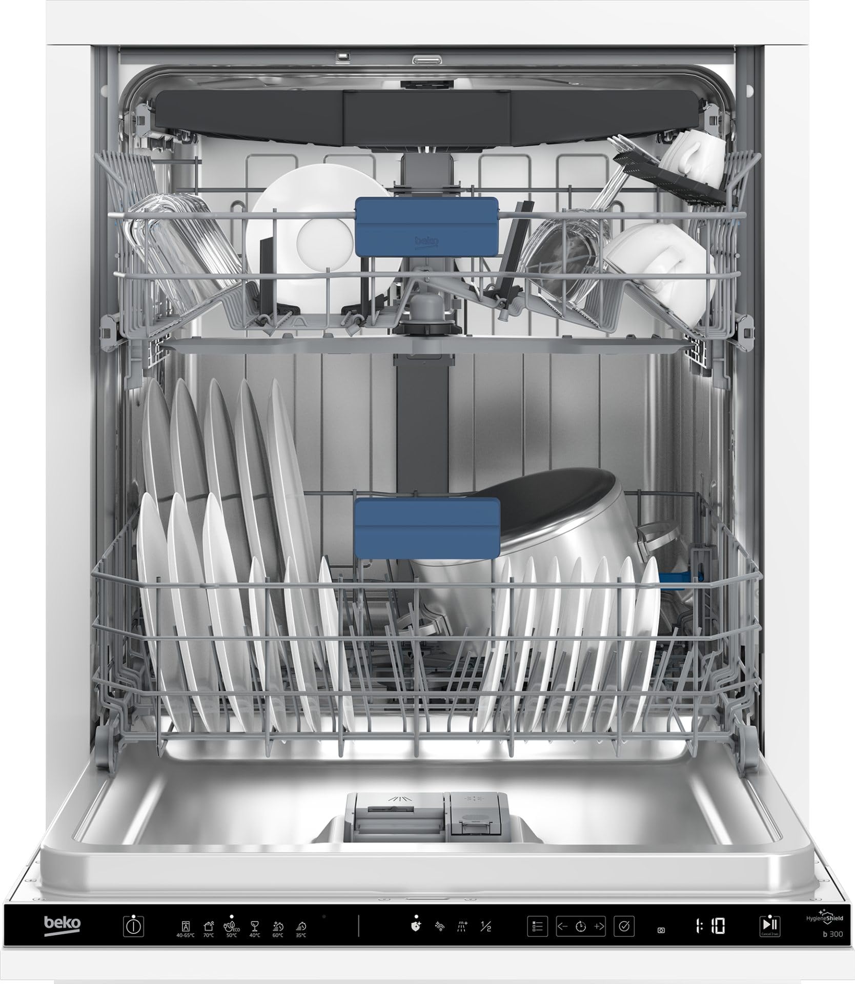 Beko b300 Lavastoviglie a Scomparsa Totale 60 cm, Classe D, 44dBA, 15 coperti, 6 programmi, Cerniere Sliding