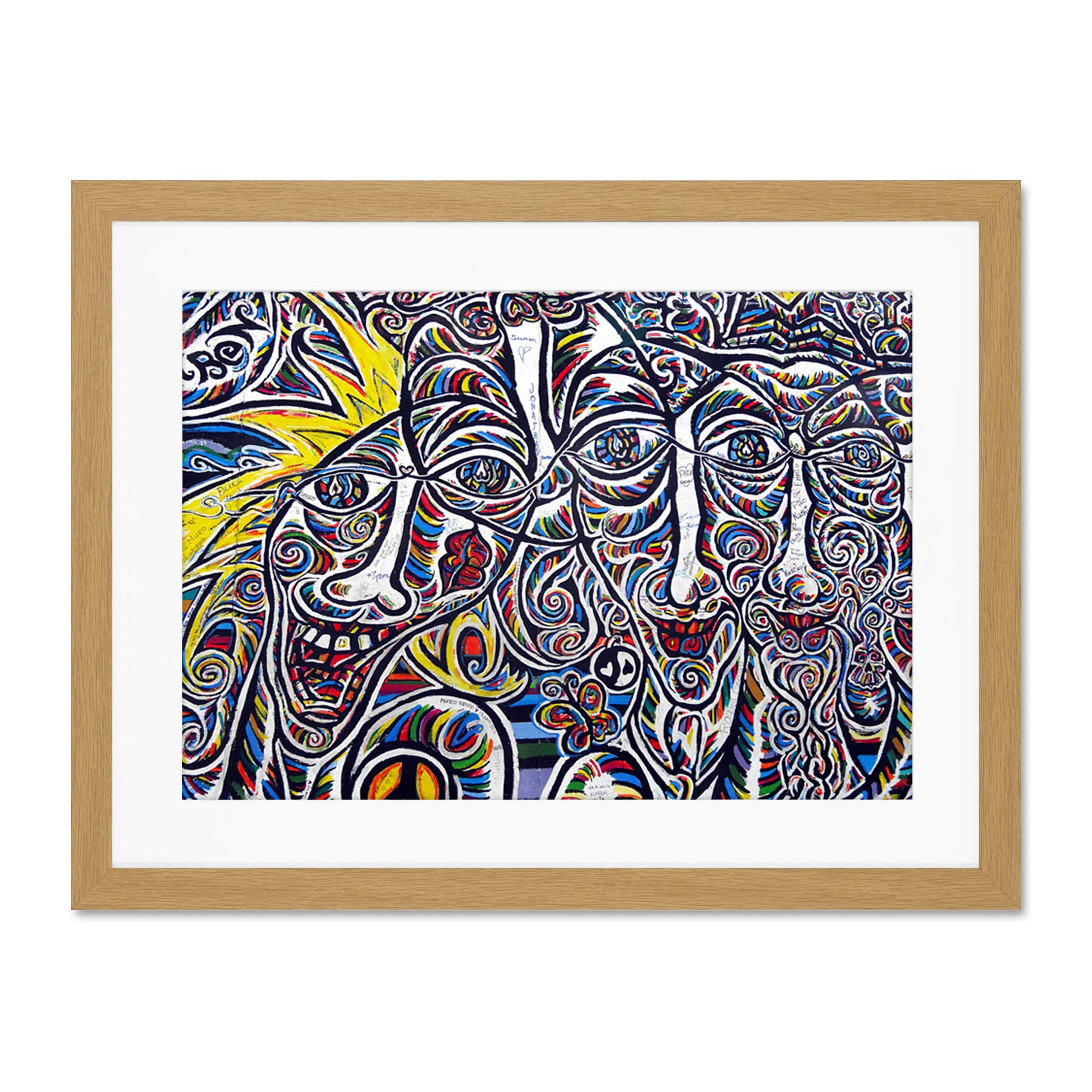 Graffiti Psychedelic Colourful Faces Large Art Print Poster Wall Decor 18x24 inch Supplied Ready To Hang With Included Mount Brackets