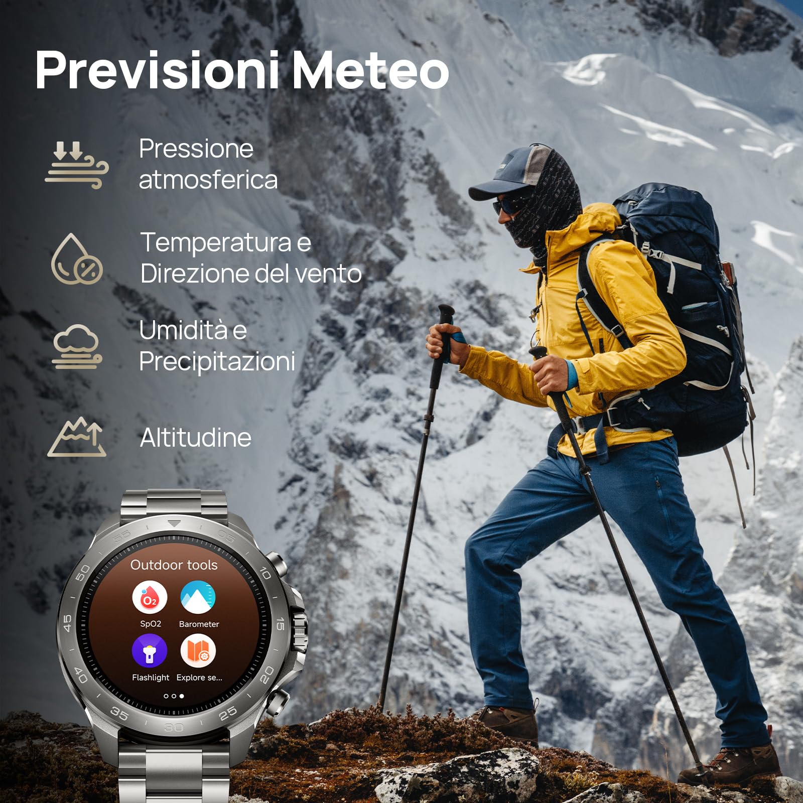 Mibro GS Explorer S Full Ti 48mm Smartwatch Outdoor con 1.32" AMOLED,Mappe Offline,Full Titanio,GPS Dual Band,10 ATM e 150+ Orologio Sportivo,20 Giorni Autonomia,Per iOS e Android