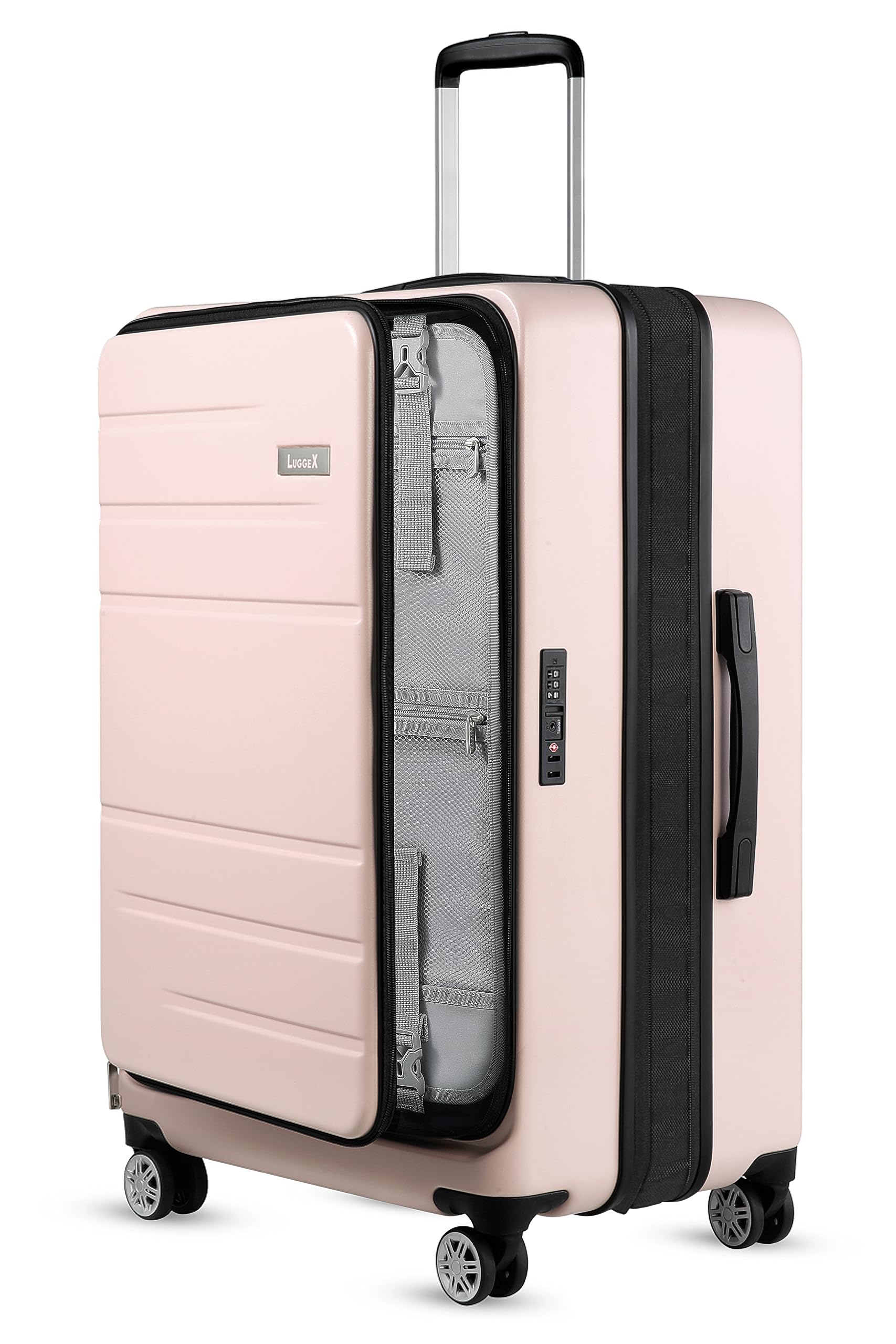 LUGGEX 26 Inch Large Checked Luggage with Spinner Wheels, PC Expandable