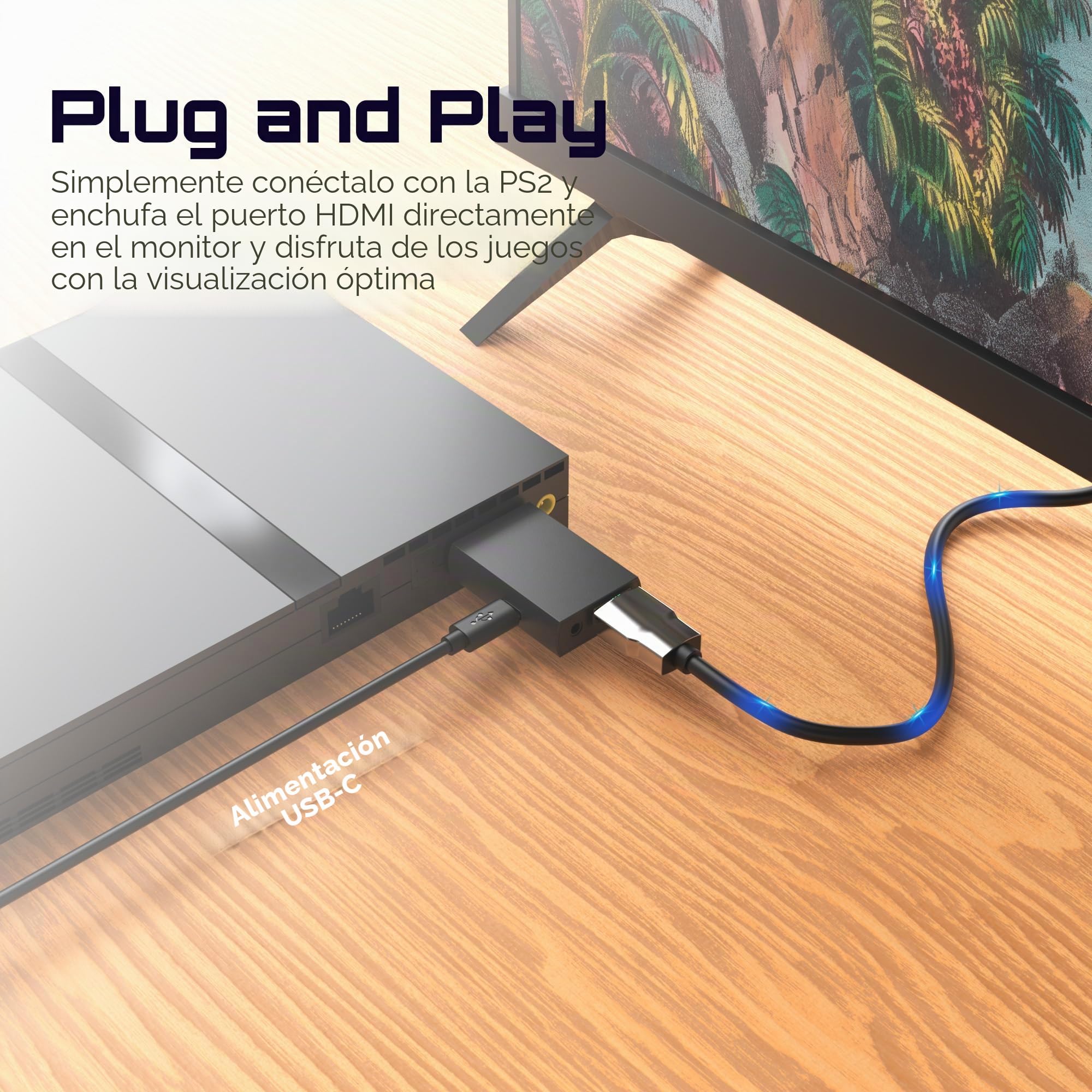 May Flash Adaptador convertidor PS2 a HDMI, convertidor de vídeo con Salida de Audio de 3,5 mm para TV HD y Monitor HDMI, Compatible con Todos los Modos de visualización PS2