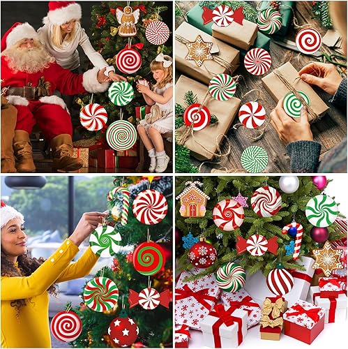 Miniatura 3 de 60 adornos de caramelo para árbol de Navidad, adornos de Navidad para árbol, coloridos bastones de caramelo, piruletas, menta, adornos de Navidad