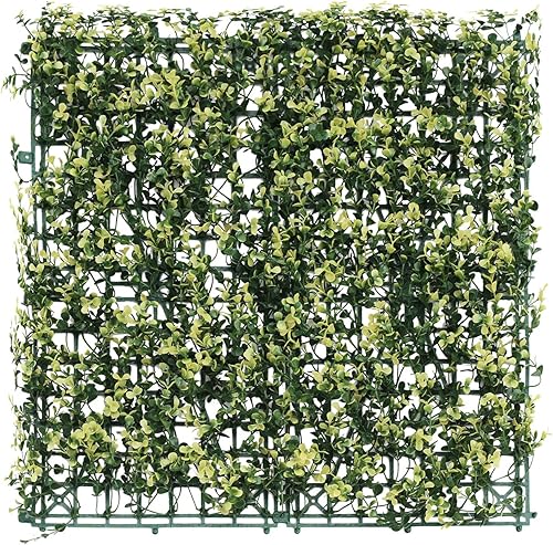 ECOOPTS Panel de madera de boj artificial de 20 x 20 pulgadas con valla de flores, panel de vegetación, valla de privacidad, decoración de hiedra
