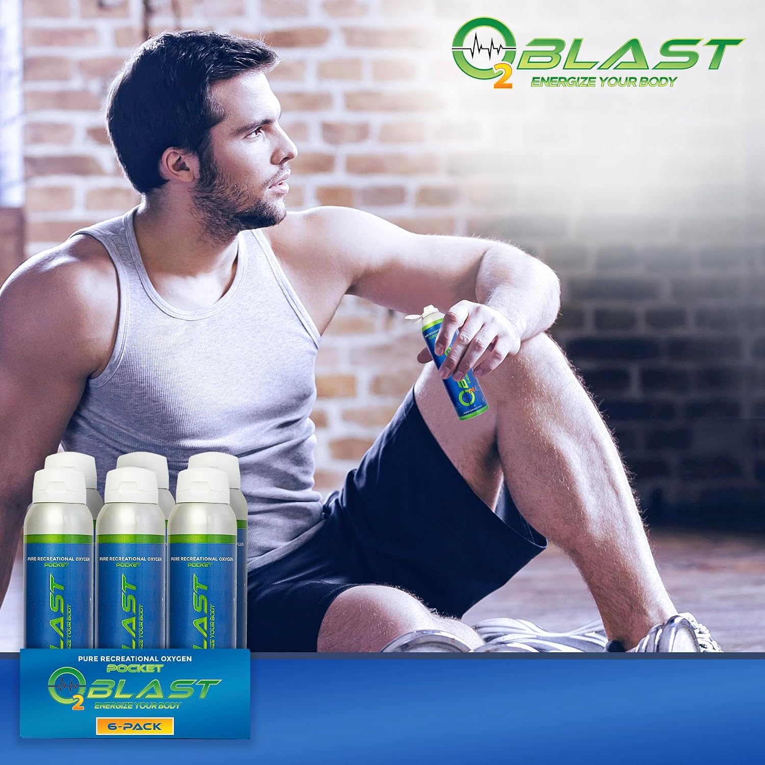 O2 Blast - 99.7% Pure Oxygen Supplement, Quick Recovery for Exercise, Motion Sickness, Altitude Sickness and Focus. Sanitary flip top Cap (4 Liter Oxygen Canisters - 6 Pack - Natural)
