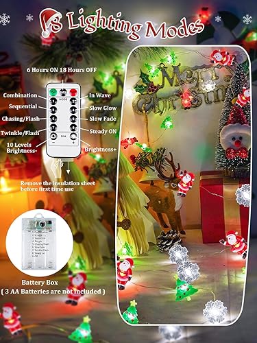 Miniatura 81 de Guirnalda de luces LED en forma de corazones rosas, 3 m, alimentada por pilas, temporizador, luces intermitentes, impermeable, para Navidad