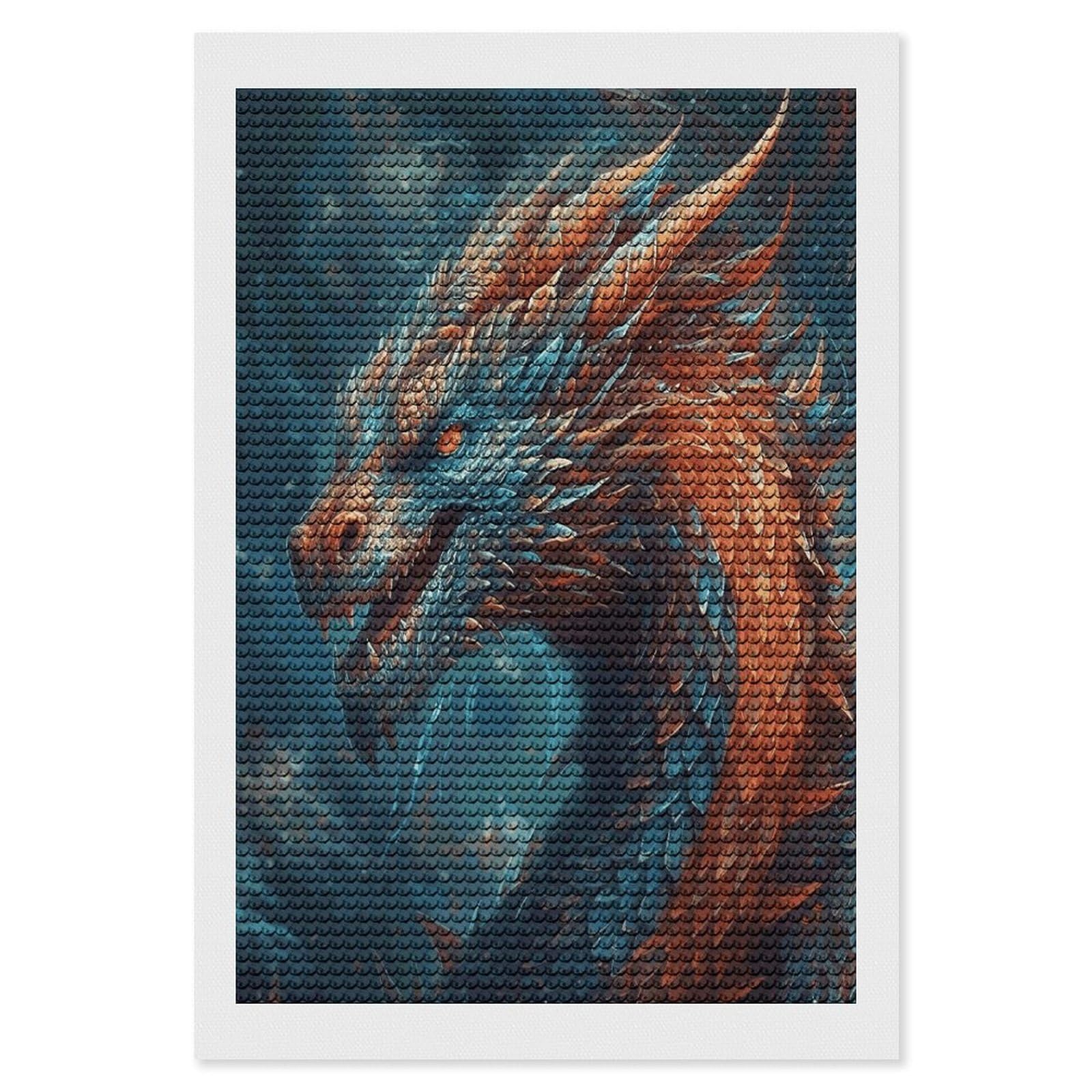 Dragon Art Diamond Art Kits for Adult Round Full Drill Diamond Dots Paintings for Beginner Picture Art DIY Diamond Painting Kits 5D Diamond Art Painting for Home Wall Decor 8"x12"