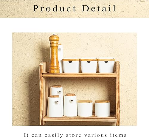 Miniatura 5 de Cloud Fragrant Estante grande de madera para especias de 2 niveles, un organizador de encimera para almacenamiento de cocina y baño, exhibición de