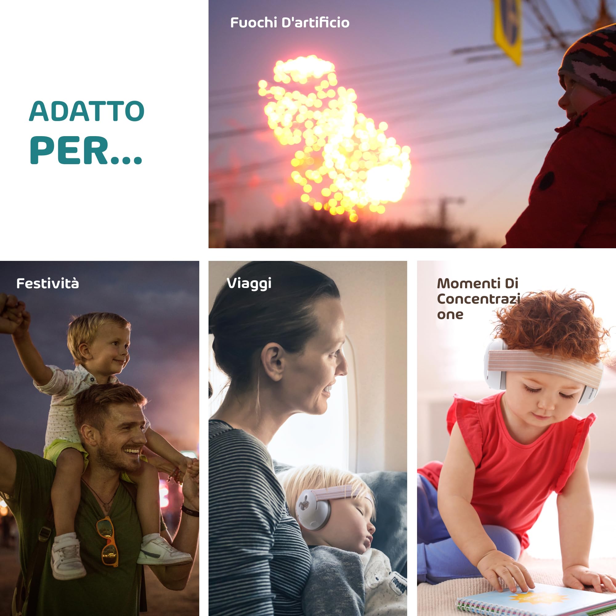 Babeprotect - Ear Protect - Cuffie Neonato Antirumore- Protezione Uditiva Certificata CE 25 dB - Protettori acustici per neonati Confortevole - Ideale per Aerei, Feste, Spostamenti - Da 3 a 36 Mesi